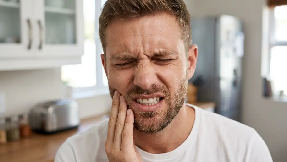 Man with a toothache seeking emergency dentistry at Dental Elements in Shawnee, Leawood and Wellsville, KS